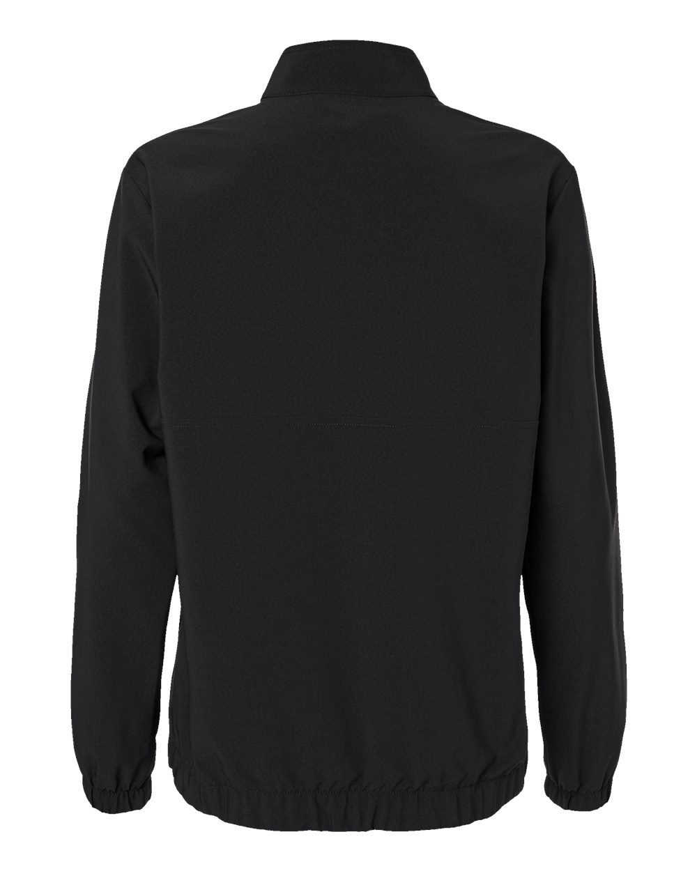 Rear View of Black Women's Woven Half-Zip Pullover - A706