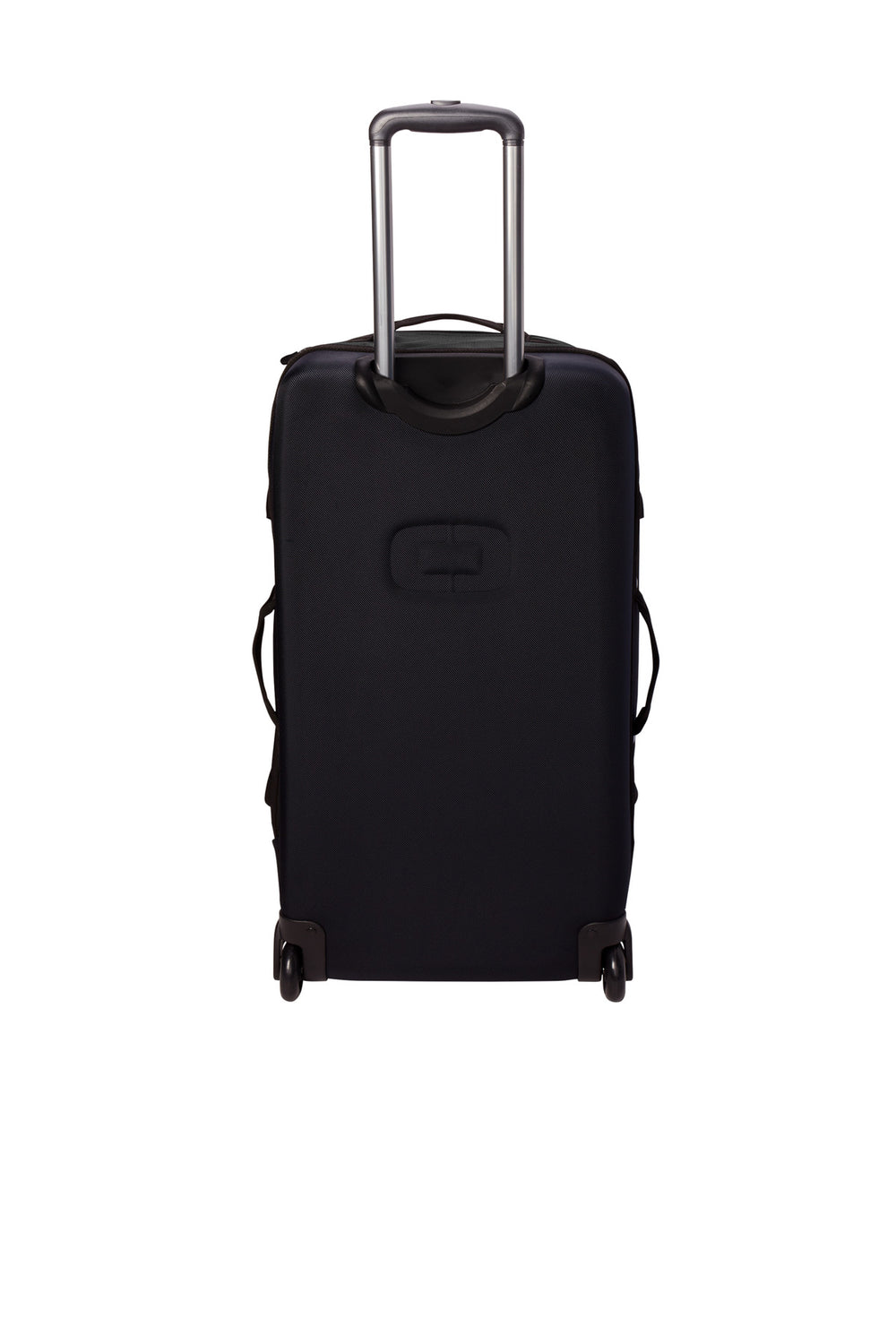 Rear View of Blacktop OGIO Passage Wheeled Checked Duffel 98003