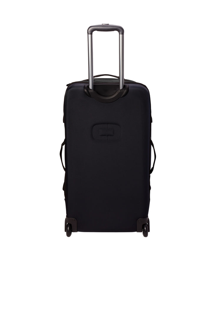 Rear View of Blacktop OGIO Passage Wheeled Checked Duffel 98003