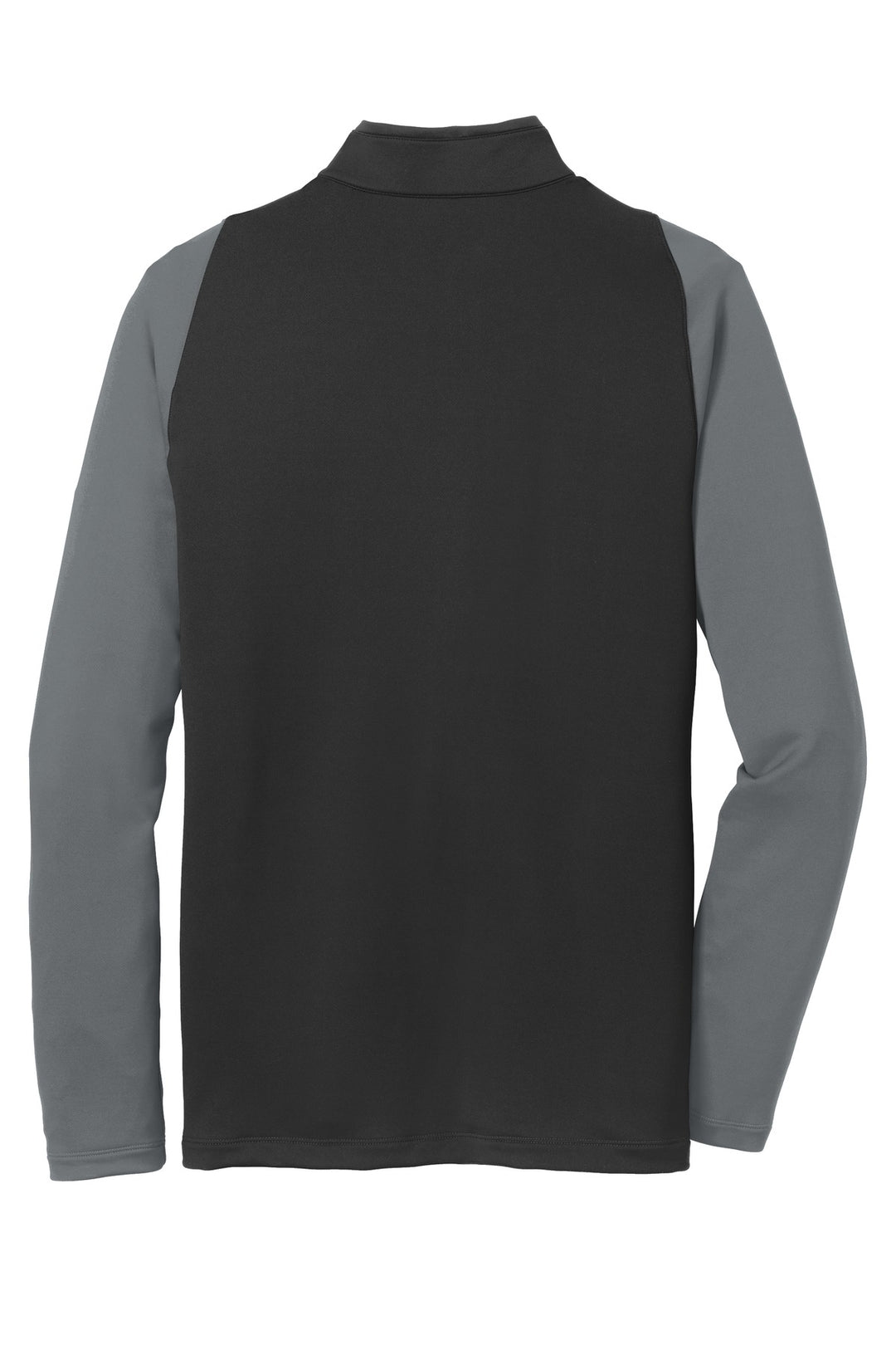 Rear View of Blk/DkGy/GymRd Nike Dri-FIT Stretch 1/2-Zip Cover-Up. 779795