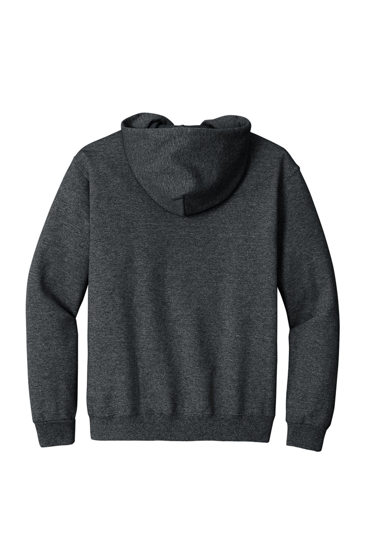 Rear View of BlkHthr Jerzees Super Sweats NuBlend - Pullover Hooded Sweatshirt. 4997M