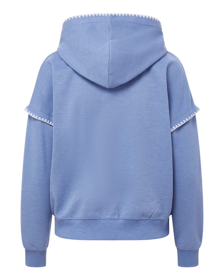 Rear View of Blue Iris Women's Mood & Vibe™ Teegan Crafty Hooded Sweatshirt - W25115