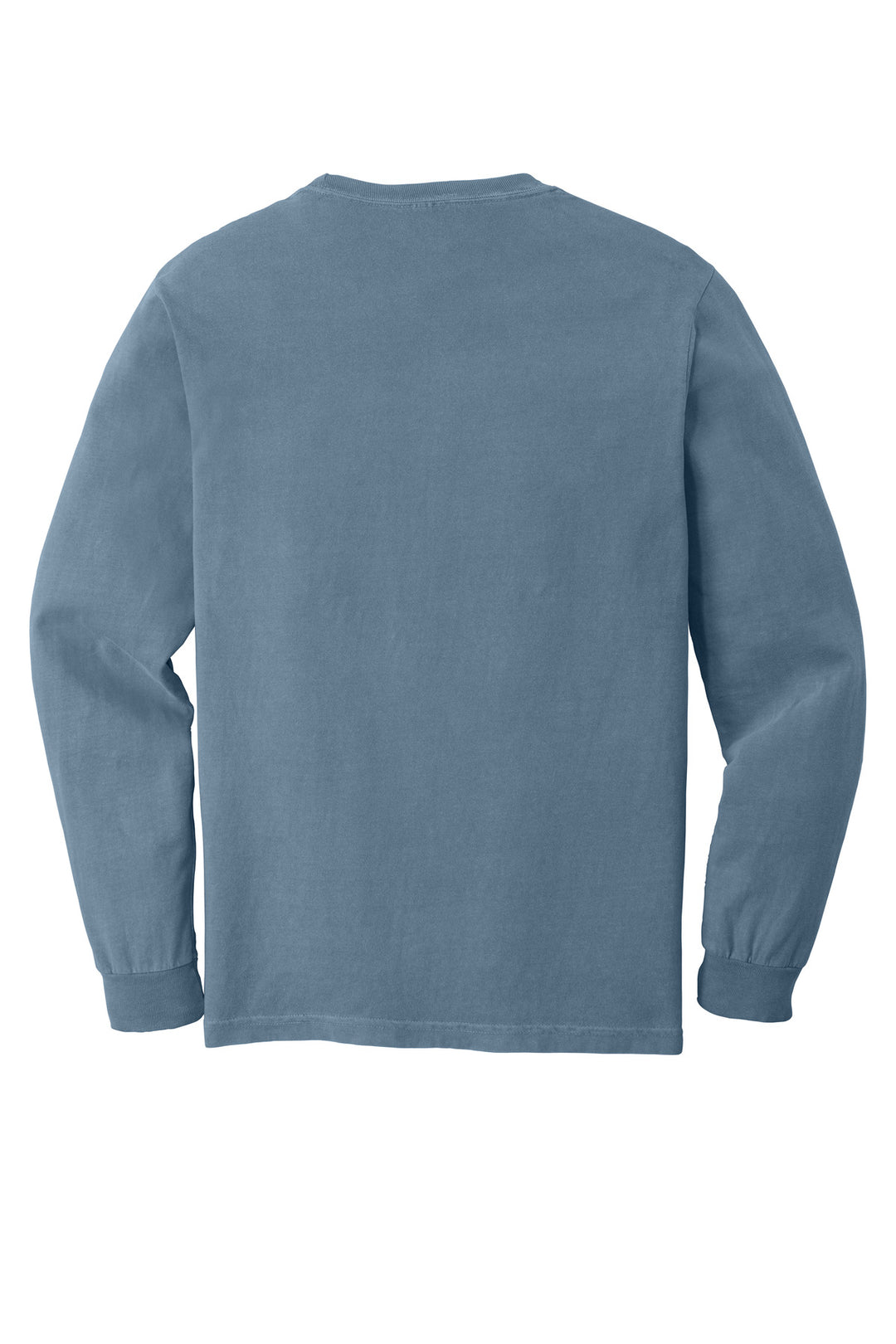 Rear View of Blue Jean COMFORT COLORS Heavyweight Ring Spun Long Sleeve Pocket Tee. 4410