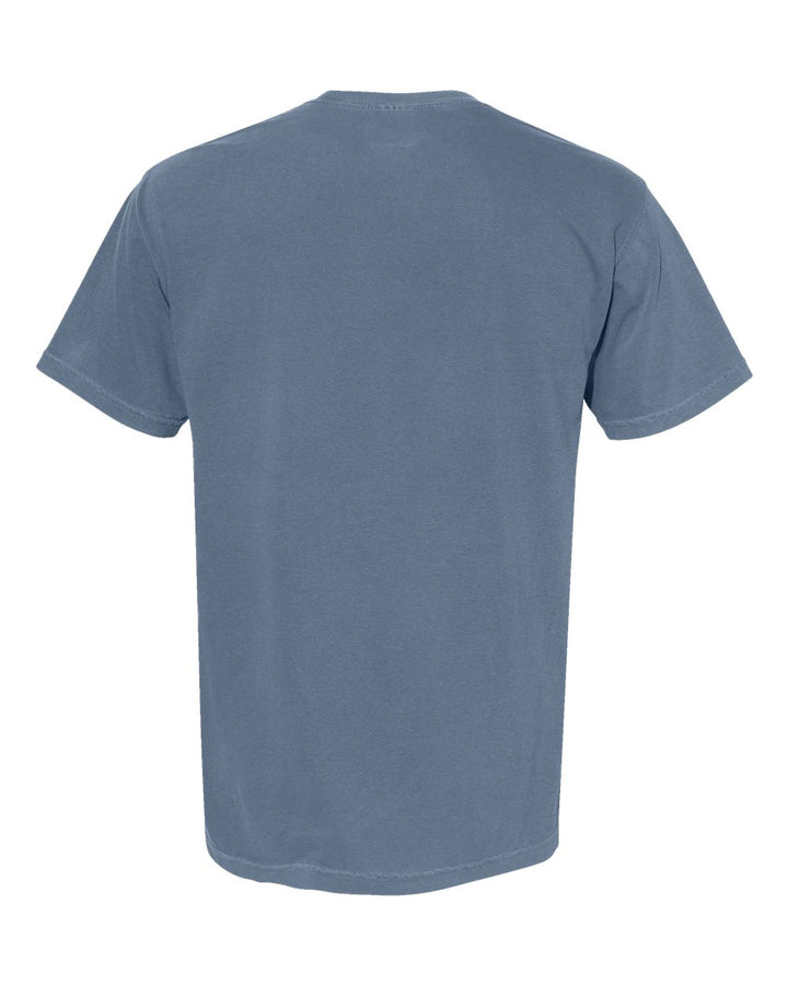 Rear View of Blue Jean Garment-Dyed Heavyweight Pocket T-Shirt - 6030