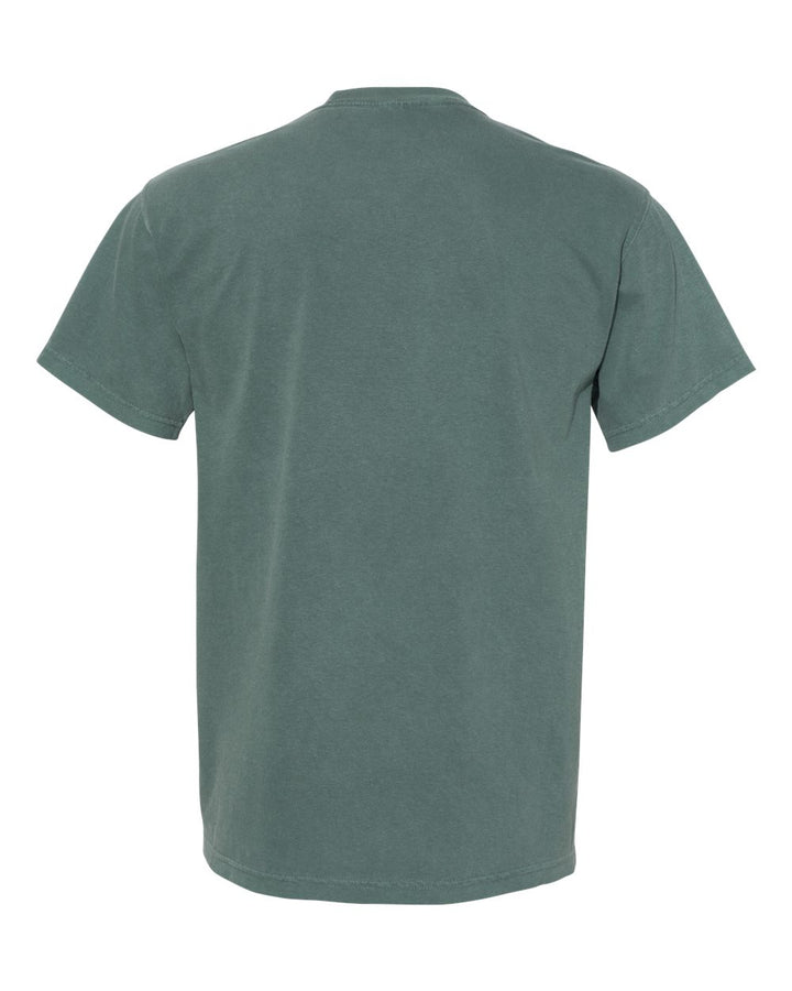 Rear View of Blue Spruce Garment-Dyed Heavyweight Pocket T-Shirt - 6030