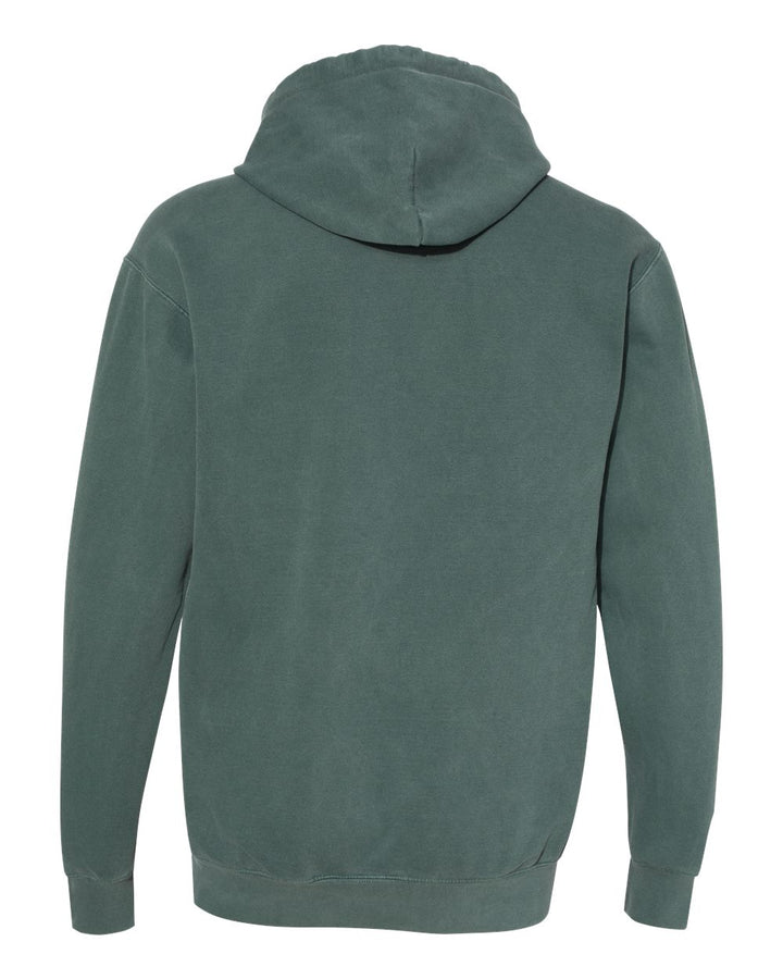 Rear View of Blue Spruce Garment-Dyed Hooded Sweatshirt - 1567