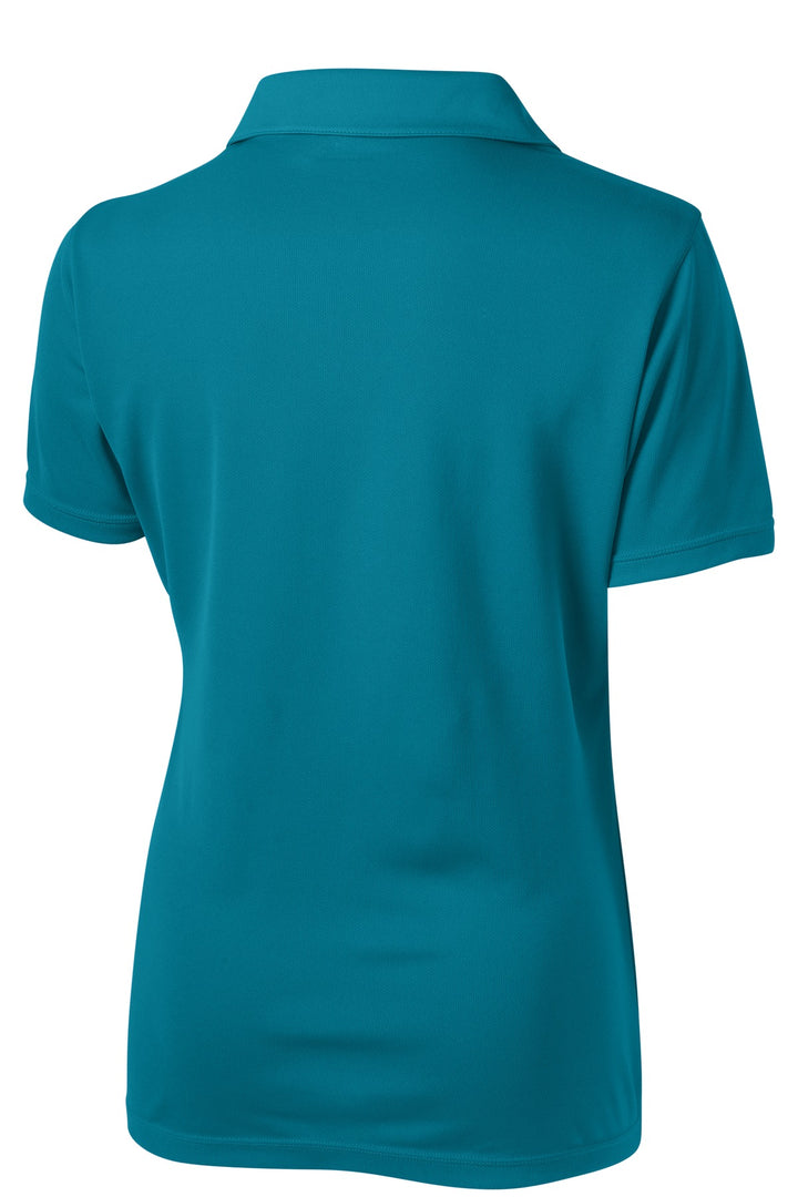 Rear View of Blue Wake Sport-Tek Women's PosiCharge Micro-Mesh Polo. LST680