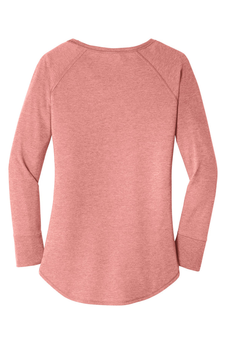 Rear View of Blush Frost District Women's Perfect Tri Long Sleeve Tunic Tee. DT132L