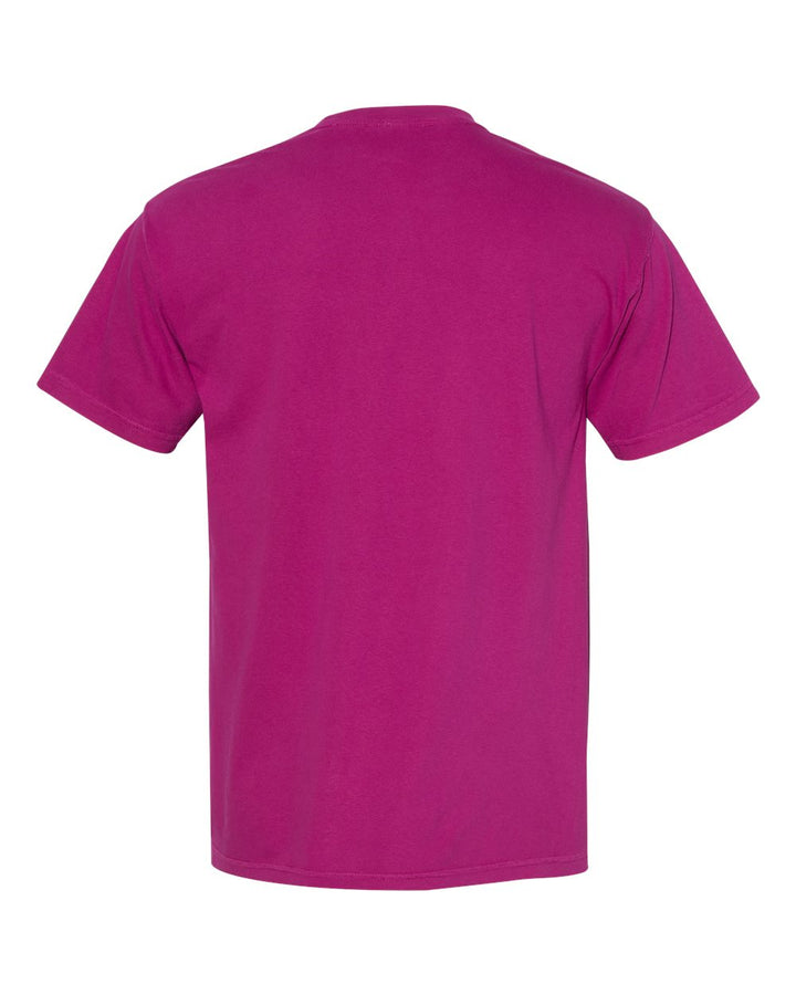 Rear View of Boysenberry Garment-Dyed Heavyweight Pocket T-Shirt - 6030