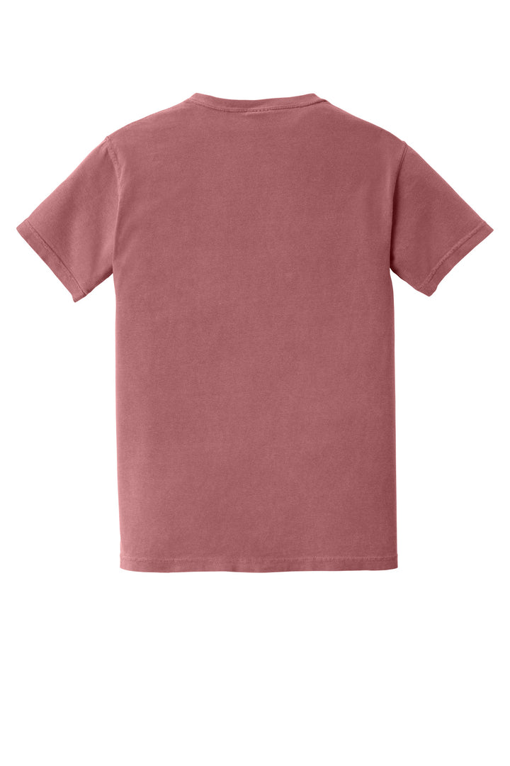 Rear View of Brick COMFORT COLORS Heavyweight Ring Spun Pocket Tee. 6030