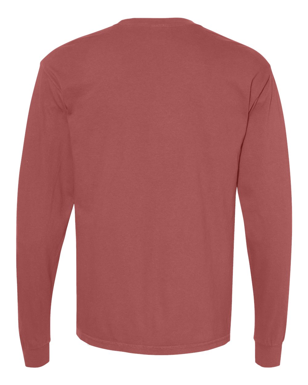 Rear View of Brick Garment-Dyed Heavyweight Long Sleeve T-Shirt - 6014