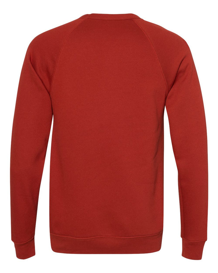 Rear View of Brick Sponge Fleece Raglan Crewneck Sweatshirt - 3901