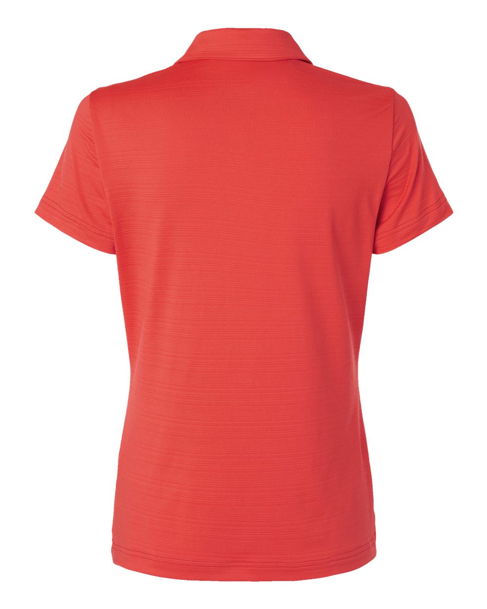 Rear View of Bright Red Women's Textured Stripe Polo - A707