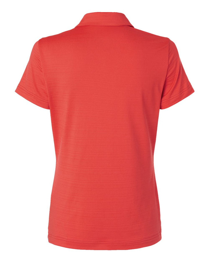 Rear View of Bright Red Women's Textured Stripe Polo - A707