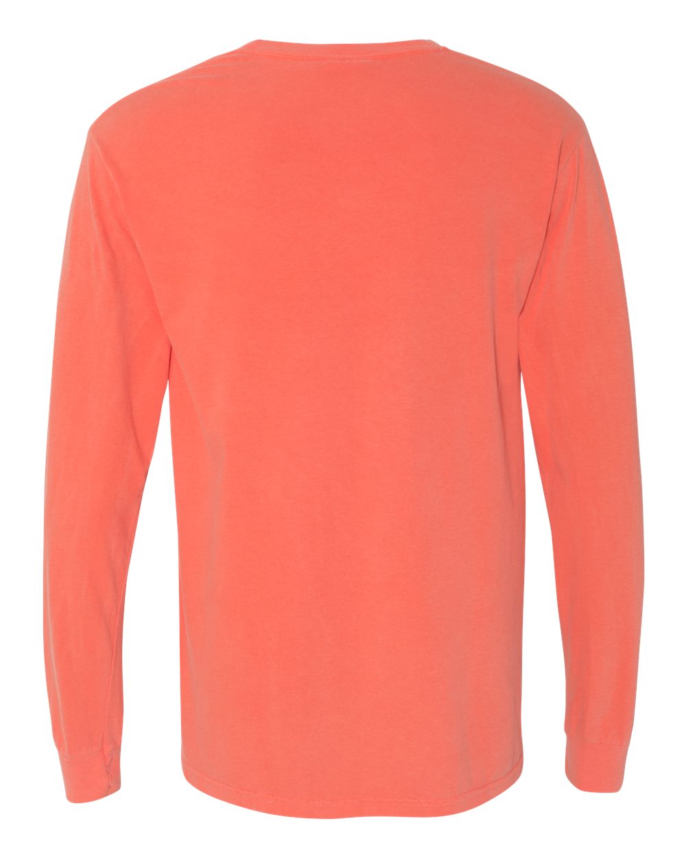 Rear View of Bright Salmon Garment-Dyed Heavyweight Long Sleeve T-Shirt - 6014