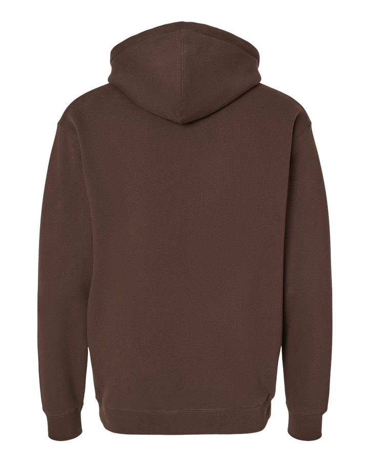 Rear View of Brown Heavyweight Hooded Sweatshirt - IND4000