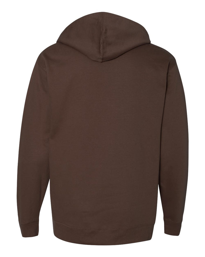 Rear View of Brown Midweight Hooded Sweatshirt - SS4500