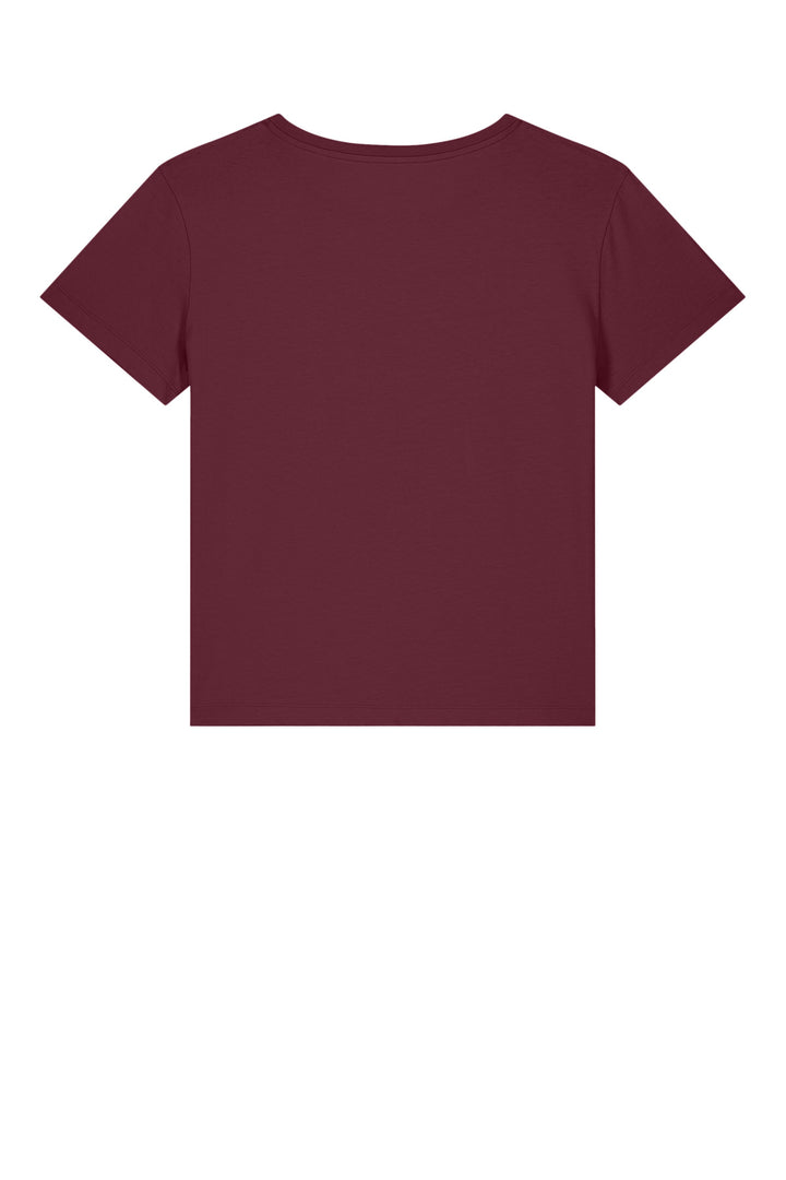 Rear View of Burgundy Stanley/Stella Women's Stella Serena Scoop Neck Tee SXW008
