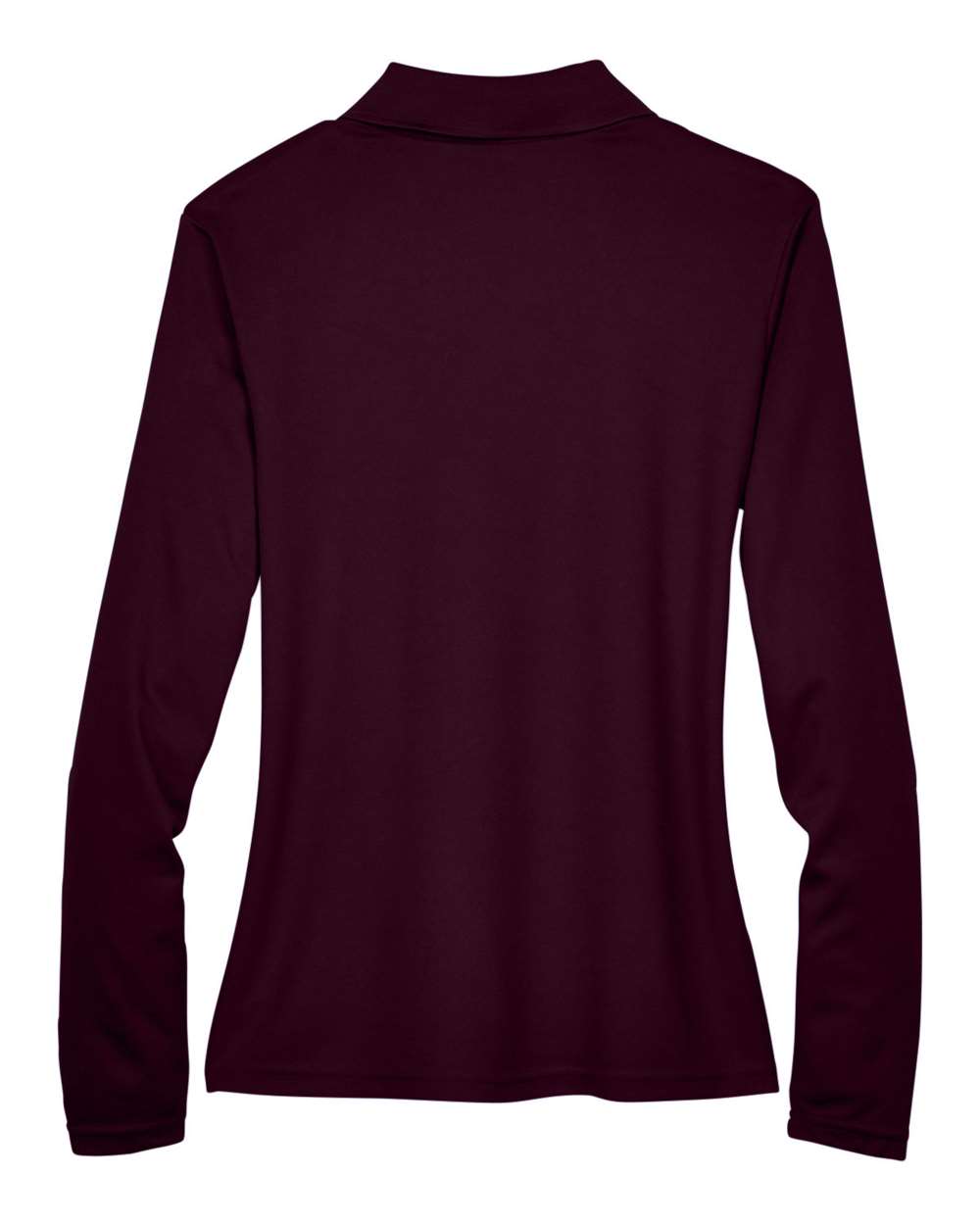 Rear View of Burgundy Women's Pinnacle Performance Long Sleeve Piqué Polo - 78192