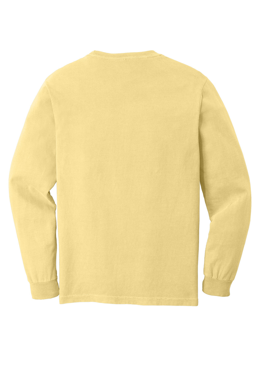 Rear View of Butter COMFORT COLORS Heavyweight Ring Spun Long Sleeve Pocket Tee. 4410