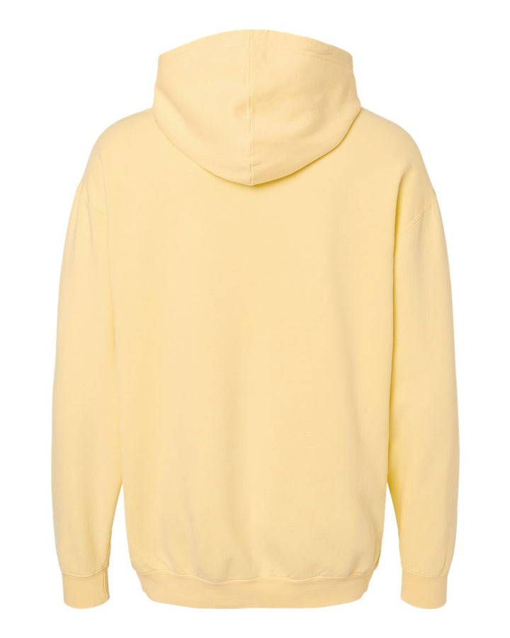 Rear View of Butter Garment-Dyed Lightweight Fleece Hooded Sweatshirt - 1467