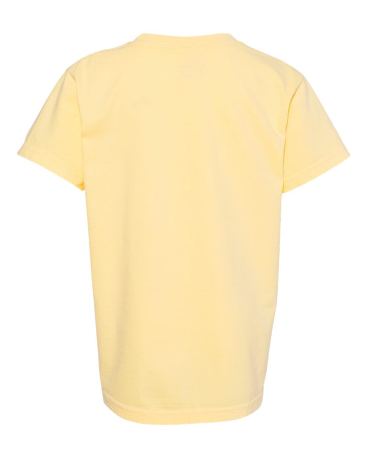 Rear View of Butter Garment-Dyed Youth Heavyweight T-Shirt - 9018