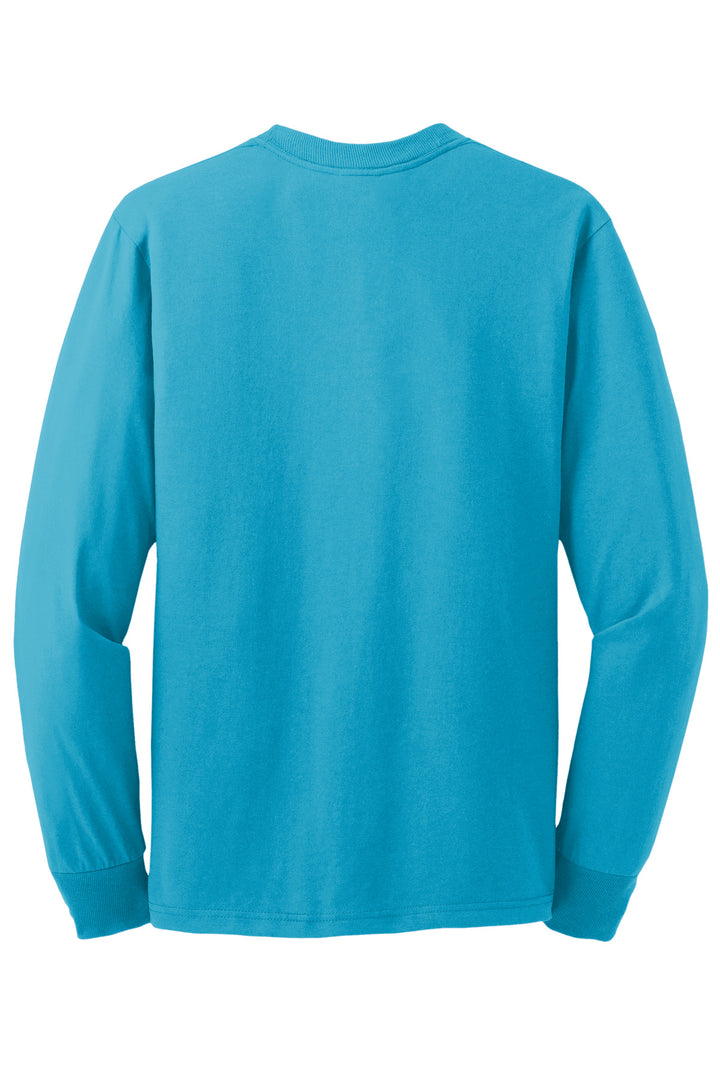 Rear View of CaliBlue Jerzees - Dri-Power 50/50 Cotton/Poly Long Sleeve T-Shirt. 29LS