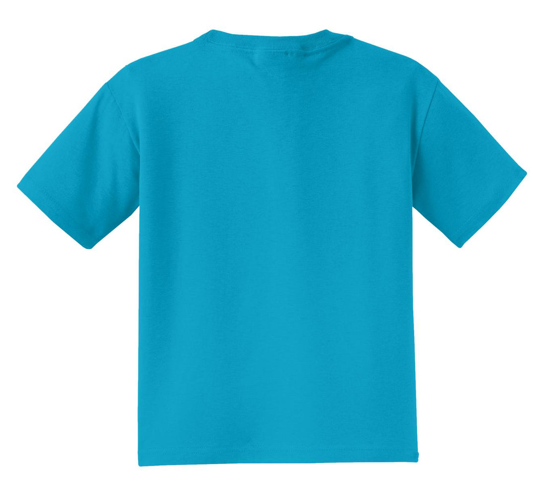Rear View of California Blu Jerzees - Youth Dri-Power 50/50 Cotton/Poly T-Shirt. 29B