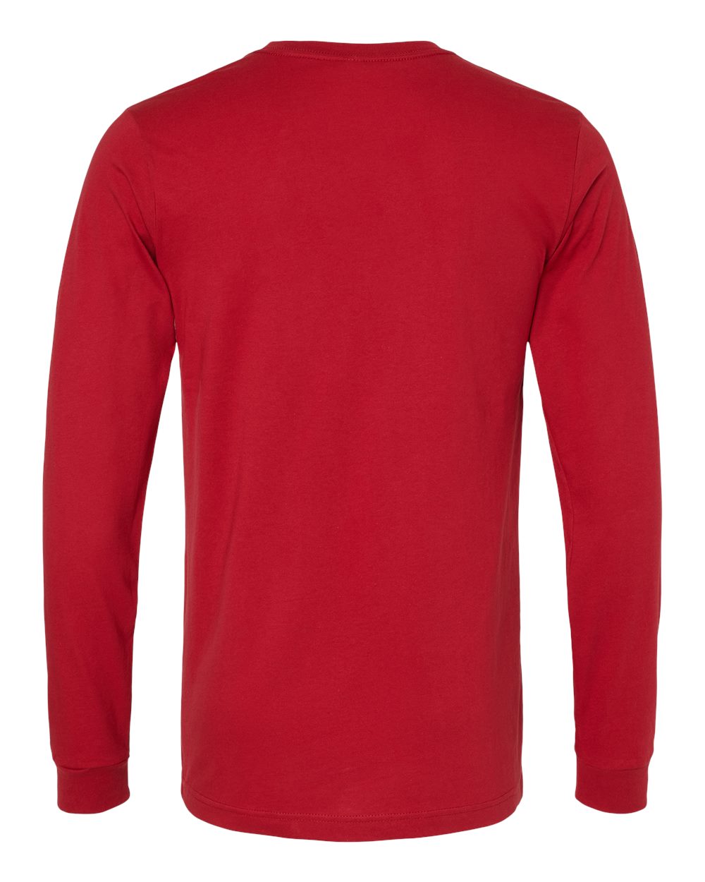 Rear View of Canvas Red Jersey Long Sleeve Tee - 3501