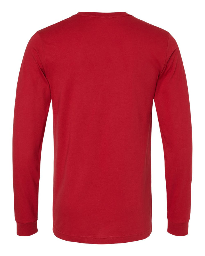 Rear View of Canvas Red Jersey Long Sleeve Tee - 3501