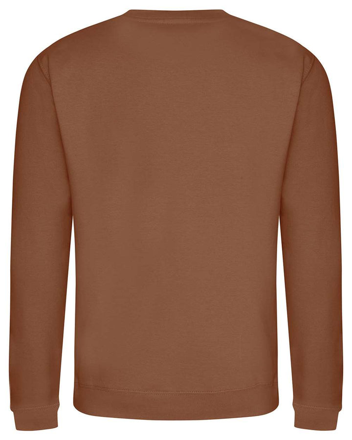 Rear View of Caramel Toffee College Crewneck Sweatshirt - JHA030