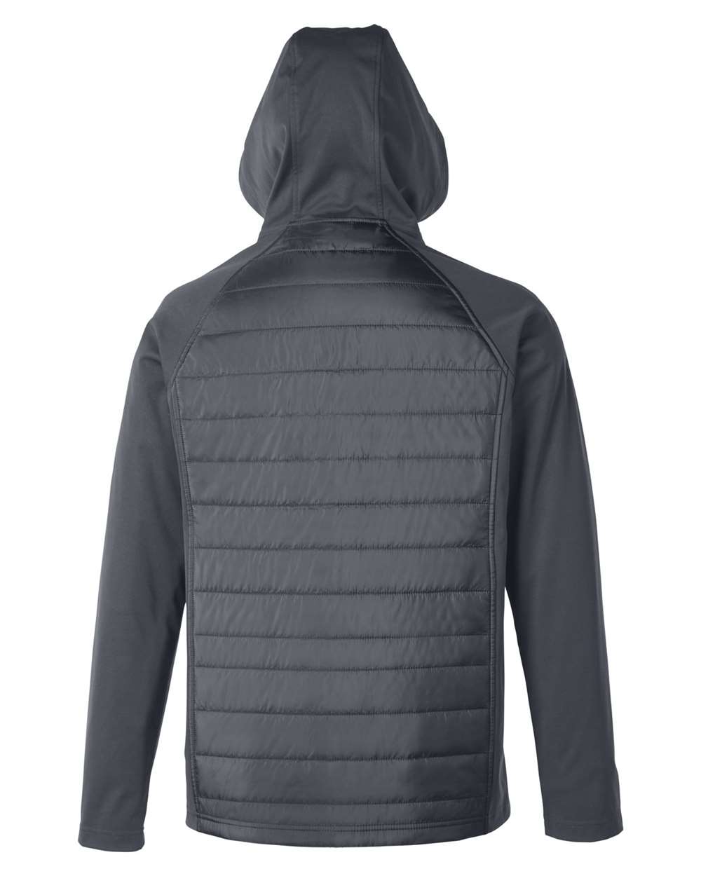 Rear View of Carbon Unisex Techno Lite Hybrid Hooded Jacket - CE808