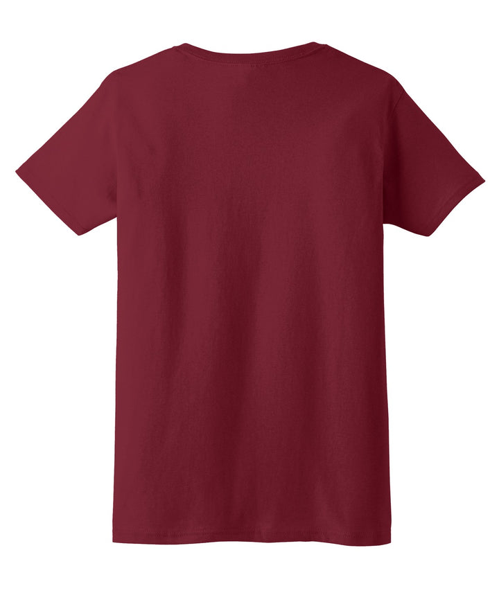Rear View of Cardinal Red Gildan Women's Ultra Cotton 100% US Cotton T-Shirt. 2000L