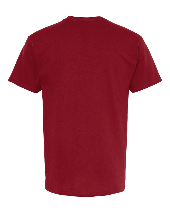 Rear View of Cardinal Red Gold Soft Touch T-Shirt - 4800