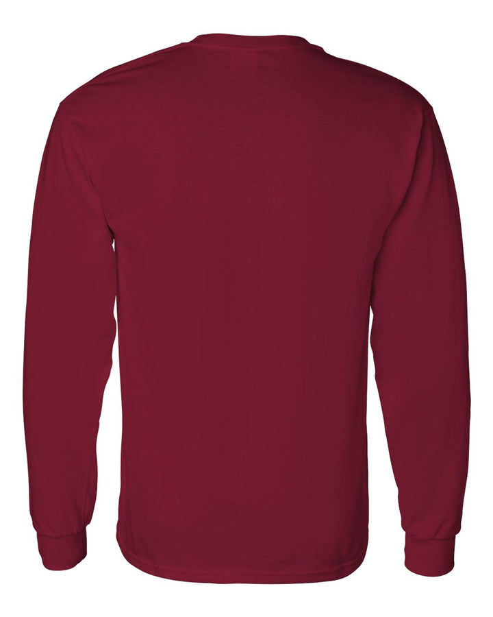 Rear View of Cardinal Red Heavy Cotton™ Long Sleeve T-Shirt - 5400