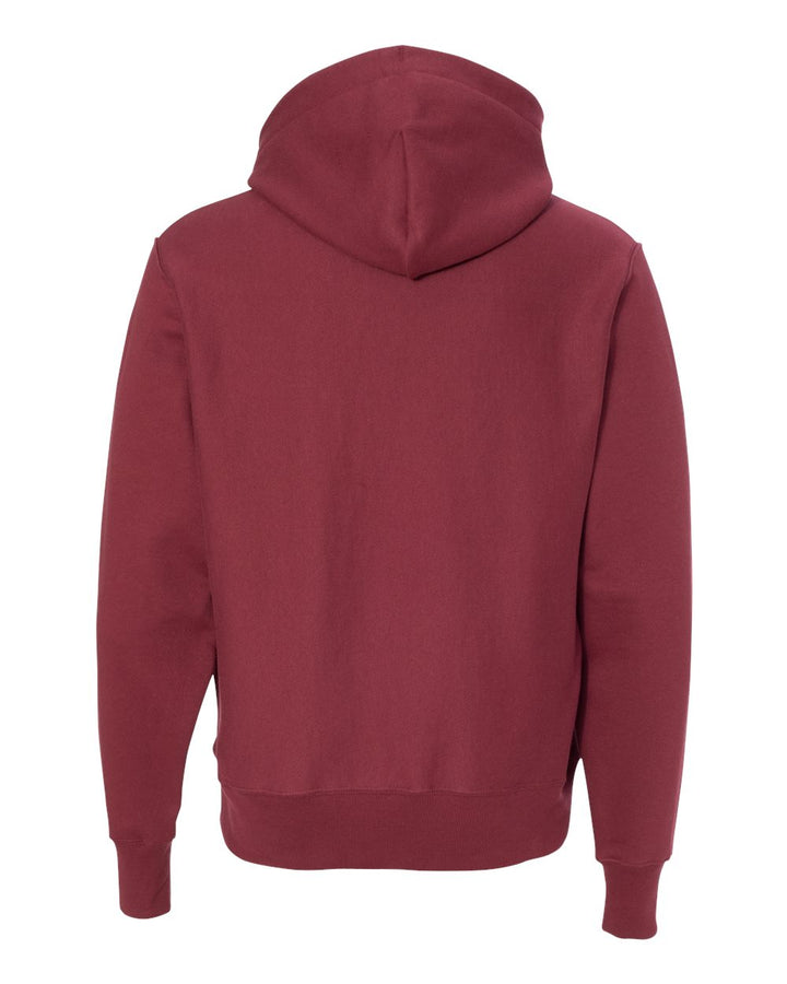 Rear View of Cardinal Reverse Weave® Hooded Sweatshirt - S101
