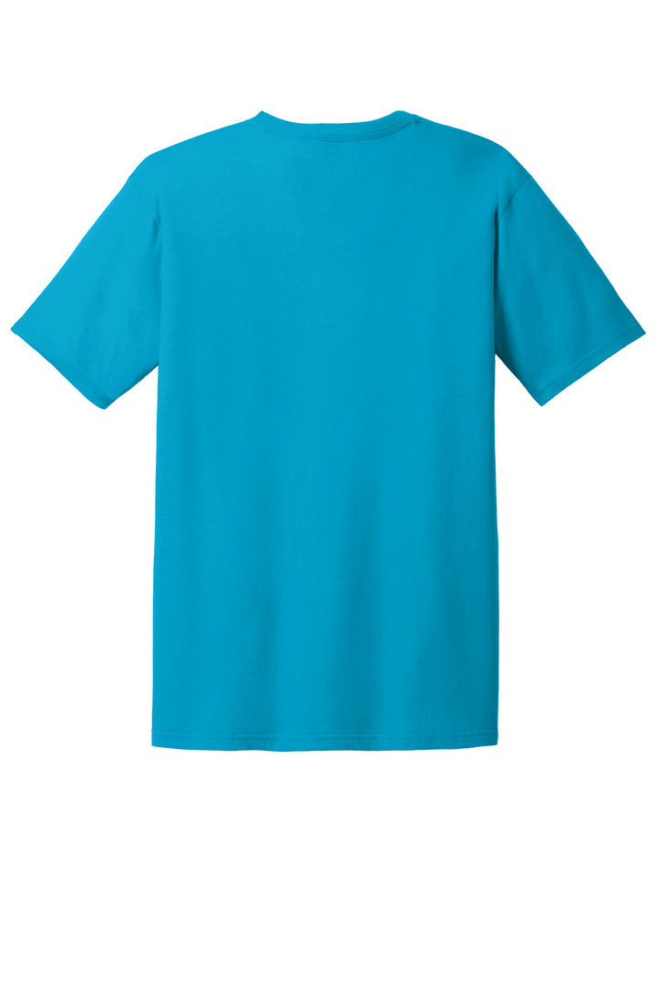 Rear View of Caribbean Blue Gildan 100% Ring Spun Cotton T-Shirt. 980
