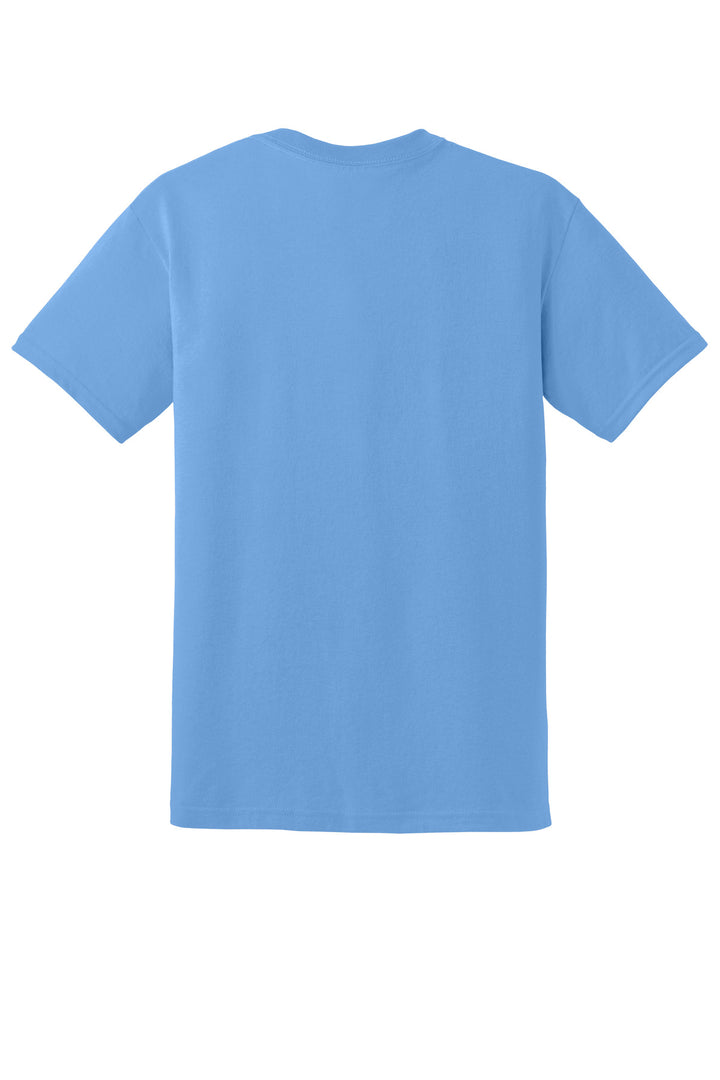 Rear View of CAROLINA BLUE Gildan DryBlend 50 Cotton/50 Poly T-Shirt. 8000