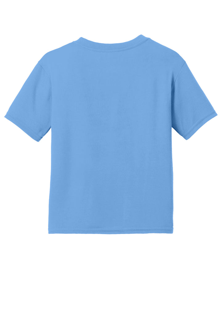 Rear View of Carolina Blue Gildan Youth Gildan Performance T-Shirt. 42000B