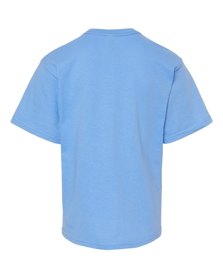 Rear View of Carolina Blue Youth Gold Soft Touch T-Shirt - 4850