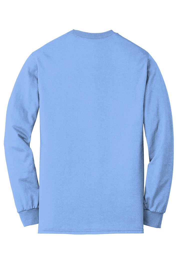 Rear View of CarolinaBl Gildan - DryBlend 50 Cotton/50 Poly Long Sleeve T-Shirt. 8400