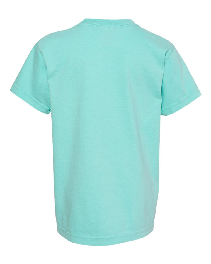 Rear View of Chalky Mint Garment-Dyed Youth Heavyweight T-Shirt - 9018