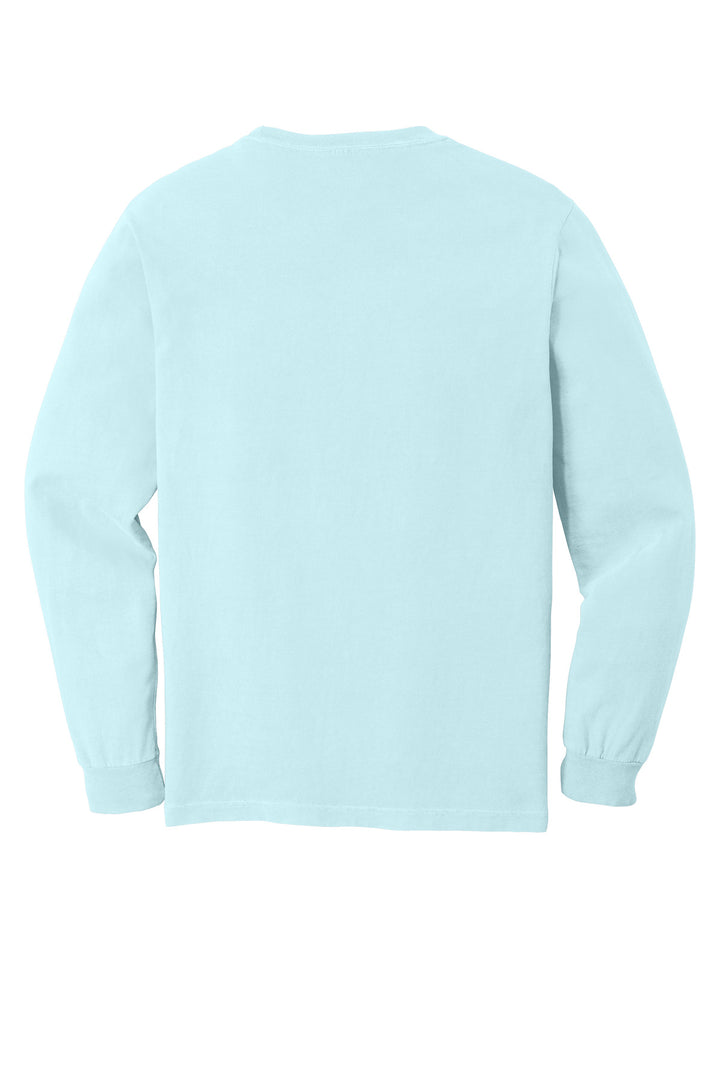 Rear View of Chambray COMFORT COLORS Heavyweight Ring Spun Long Sleeve Tee. 6014