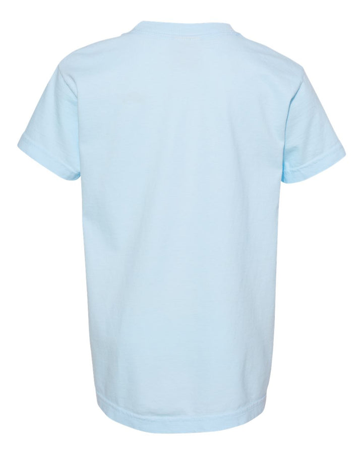 Rear View of Chambray Garment-Dyed Youth Heavyweight T-Shirt - 9018