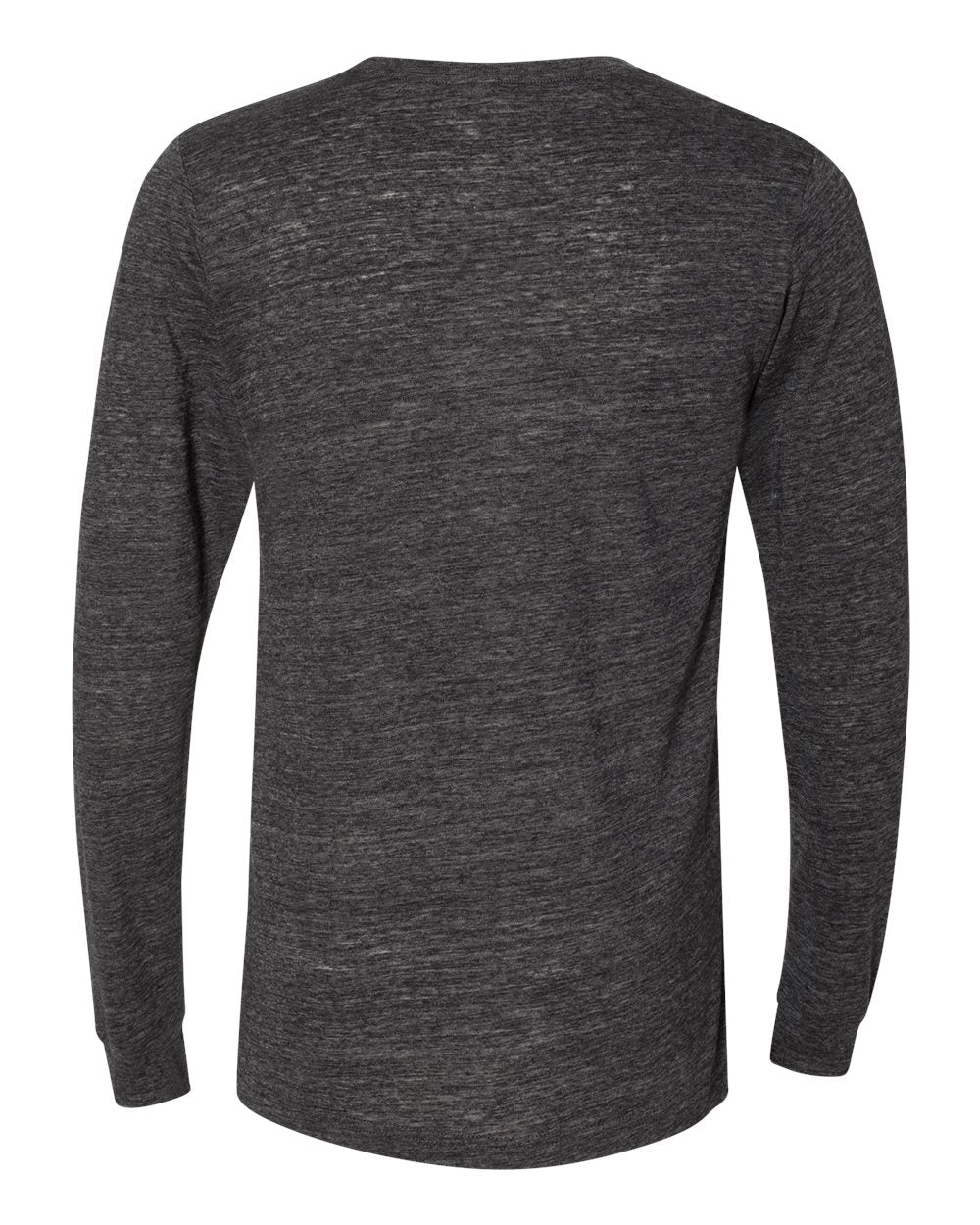 Rear View of Charcoal Black Slub Jersey Long Sleeve Tee - 3501