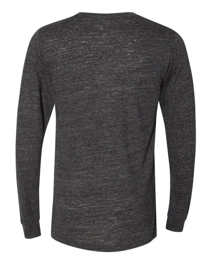 Rear View of Charcoal Black Slub Jersey Long Sleeve Tee - 3501