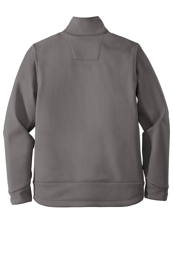 Rear View of Charcoal Carhartt Crowley Soft Shell Jacket. CT102199