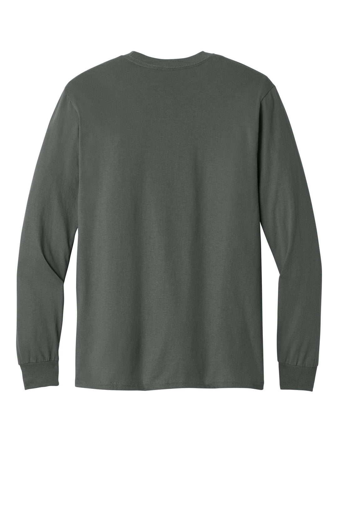 Rear View of Charcoal Gildan - Heavy Cotton 100% Cotton Long Sleeve T-Shirt. 5400
