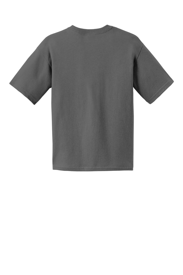 Rear View of Charcoal Gildan - Youth Ultra Cotton 100% US Cotton T-Shirt. 2000B