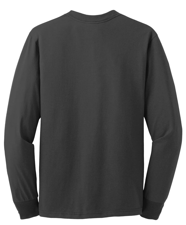 Rear View of Charcoal Grey Jerzees - Dri-Power 50/50 Cotton/Poly Long Sleeve T-Shirt. 29LS